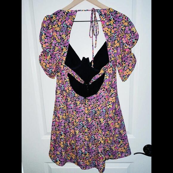 For L0VE and Lemons Women’s Claude Cutouts Printed Cute Mini Dress Size Large - Picture 2 of 5